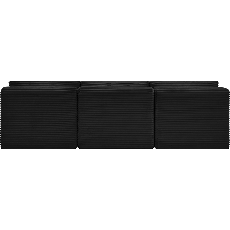 Meridian Furniture 3-Piece Black Corduroy Performance Fabric Modular Sofa