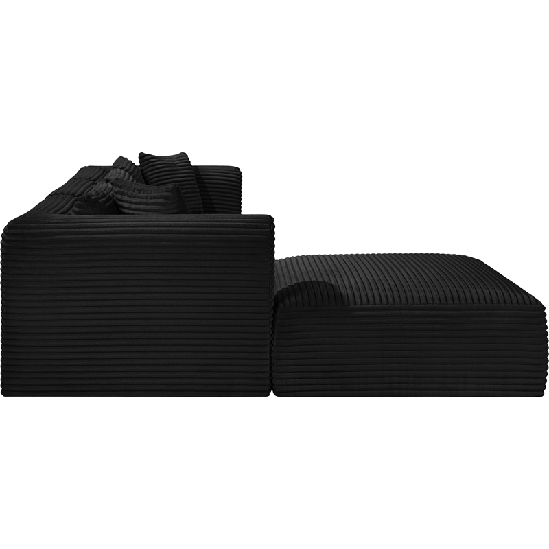 Meridian Furniture 4-Piece Black Corduroy Performance Fabric Modular Sectional