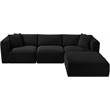 Meridian Furniture 4-Piece Black Corduroy Performance Fabric Modular Sectional