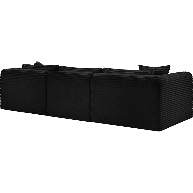 Meridian Furniture 4-Piece Black Corduroy Performance Fabric Modular Sectional