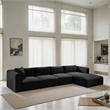 Meridian Furniture 4-Piece Black Corduroy Performance Fabric Modular Sectional