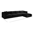 Meridian Furniture 4-Piece Black Corduroy Performance Fabric Modular Sectional