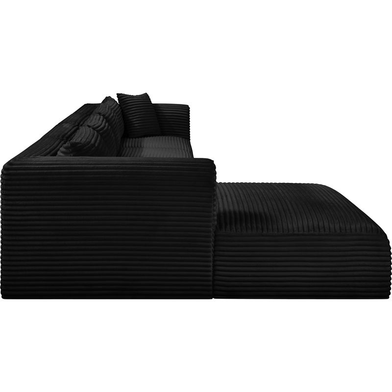 Meridian Furniture 4-Piece Black Corduroy Performance Fabric Modular Sectional