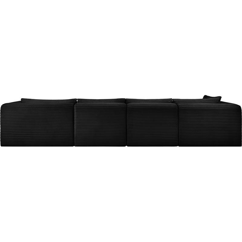 Meridian Furniture 4-Piece Black Corduroy Performance Fabric Modular Sectional