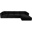 Meridian Furniture 4-Piece Black Corduroy Performance Fabric Modular Sectional