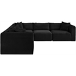 Meridian Furniture 5-Piece Black Corduroy Performance Fabric Modular Sectional