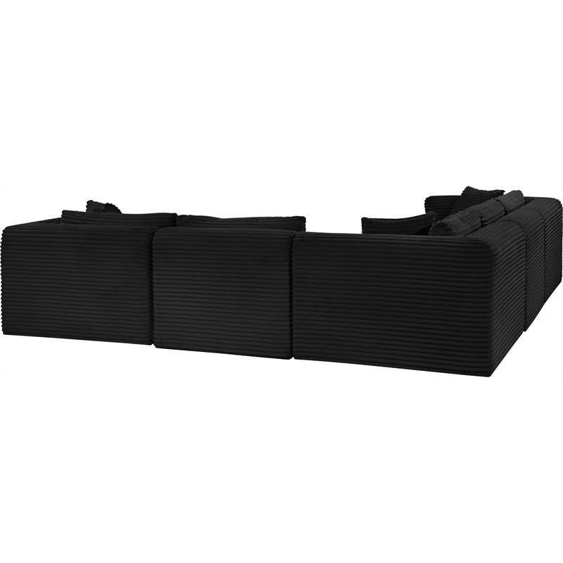 Meridian Furniture 5-Piece Black Corduroy Performance Fabric Modular Sectional