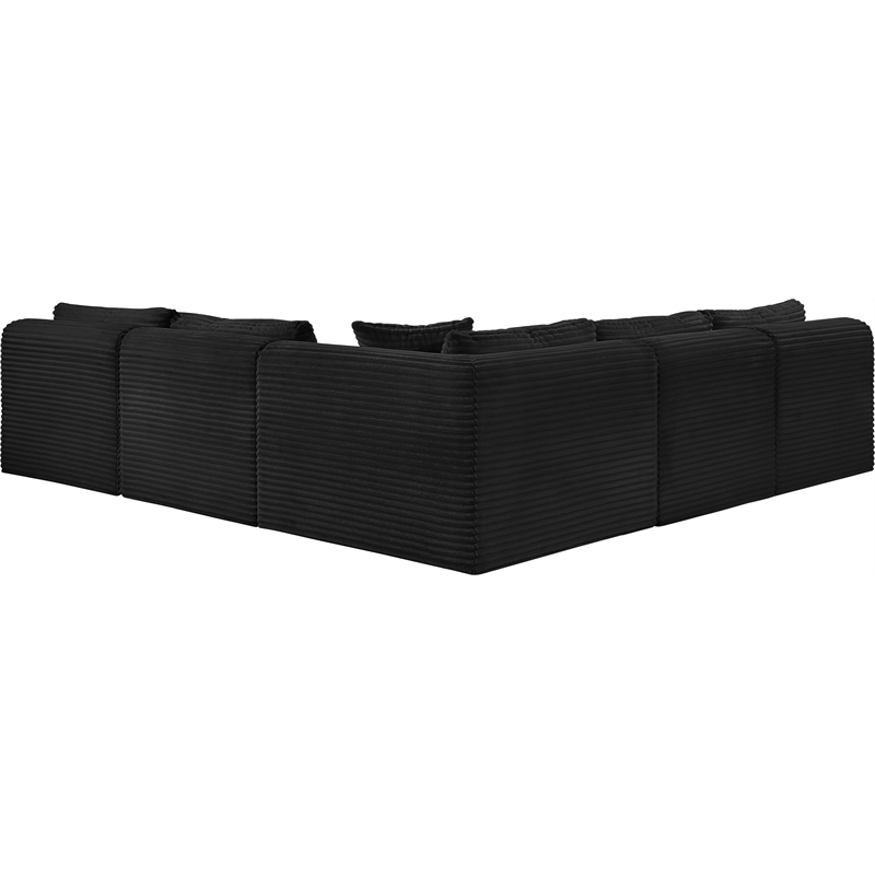 Meridian Furniture 5-Piece Black Corduroy Performance Fabric Modular Sectional