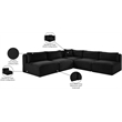 Meridian Furniture 5-Piece Black Corduroy Performance Fabric Modular Sectional