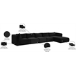 Meridian Furniture 5-Piece Black Corduroy Performance Fabric Modular Sectional
