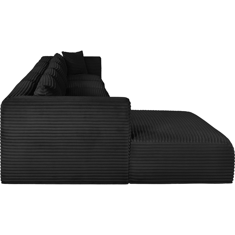 Meridian Furniture 5-Piece Black Corduroy Performance Fabric Modular Sectional