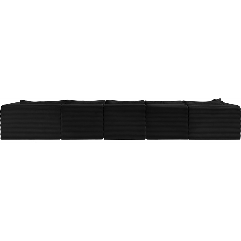 Meridian Furniture 5-Piece Black Corduroy Performance Fabric Modular Sectional