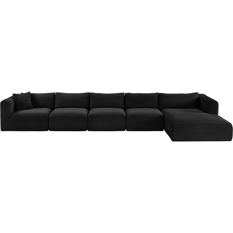 Meridian Furniture 5-Piece Black Corduroy Performance Fabric Modular Sectional