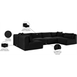 Meridian Furniture 6-Piece Black Corduroy Performance Fabric Modular Sectional