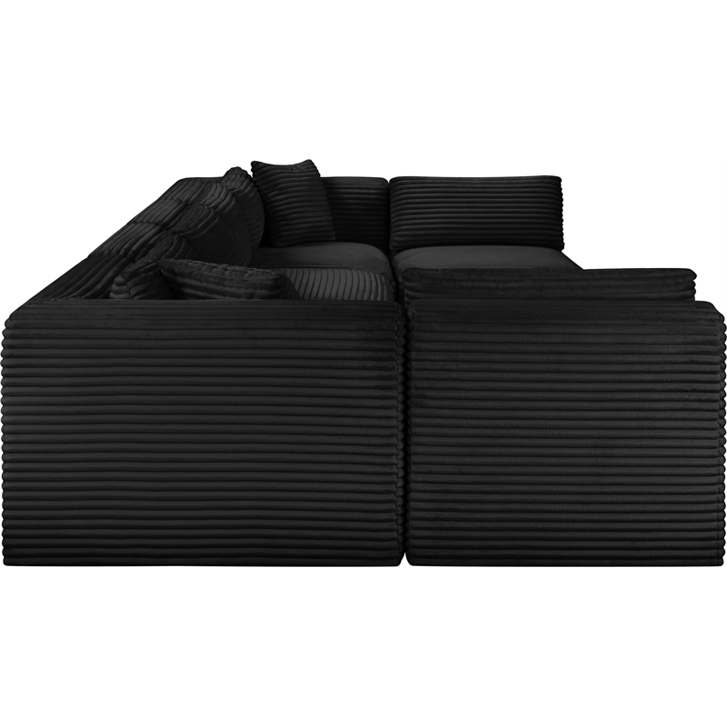 Meridian Furniture 6-Piece Black Corduroy Performance Fabric Modular Sectional