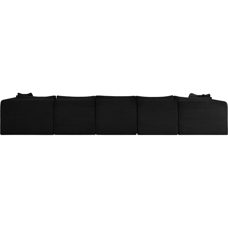 Meridian Furniture 6-Piece Black Corduroy Performance Fabric Modular Sectional