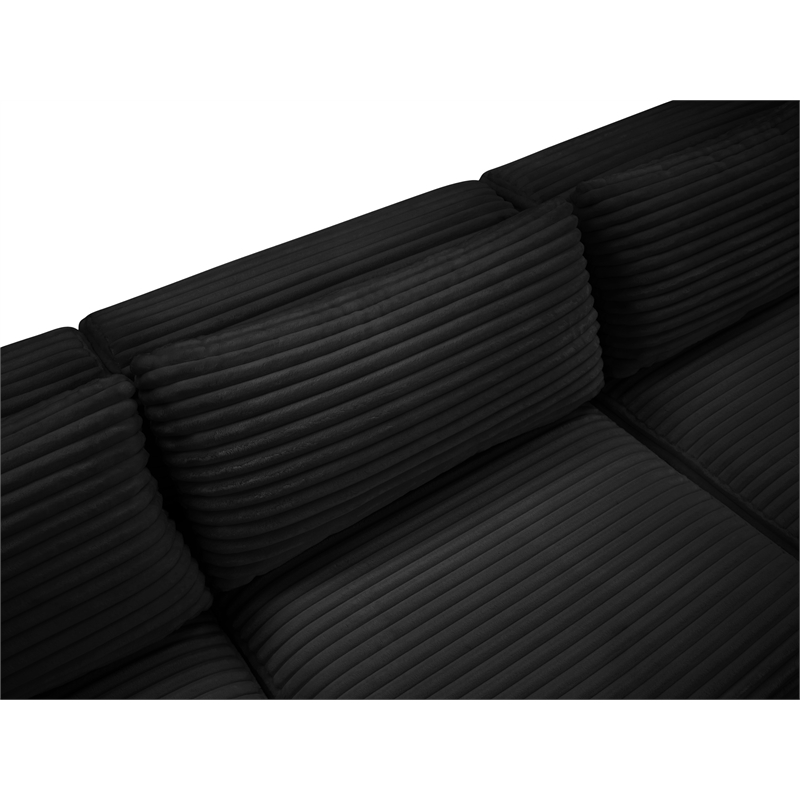 Meridian Furniture 6-Piece Black Corduroy Performance Fabric Modular Sectional