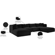 Meridian Furniture 6-Piece Black Corduroy Performance Fabric Modular Sectional