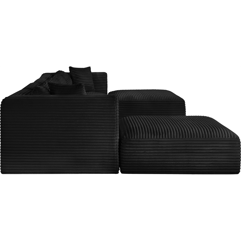 Meridian Furniture 6-Piece Black Corduroy Performance Fabric Modular Sectional