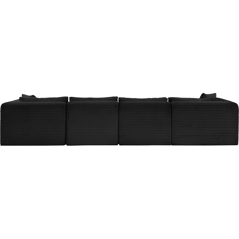 Meridian Furniture 6-Piece Black Corduroy Performance Fabric Modular Sectional