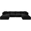 Meridian Furniture 6-Piece Black Corduroy Performance Fabric Modular Sectional