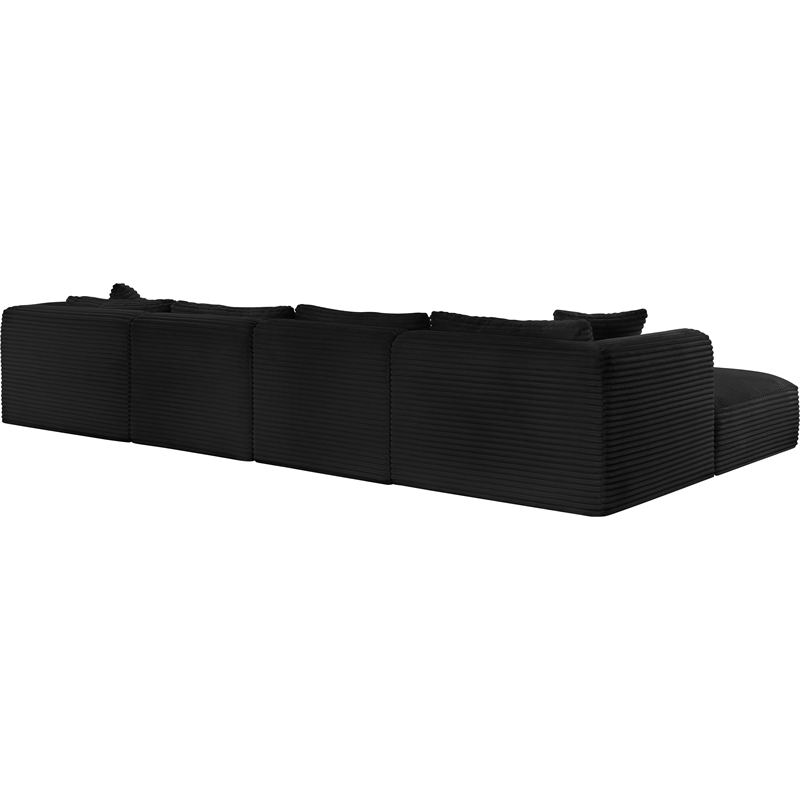 Meridian Furniture 6-Piece Black Corduroy Performance Fabric Modular Sectional