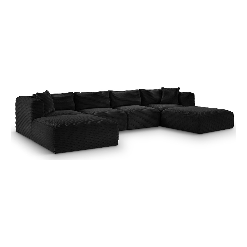 Meridian Furniture 6-Piece Black Corduroy Performance Fabric Modular Sectional