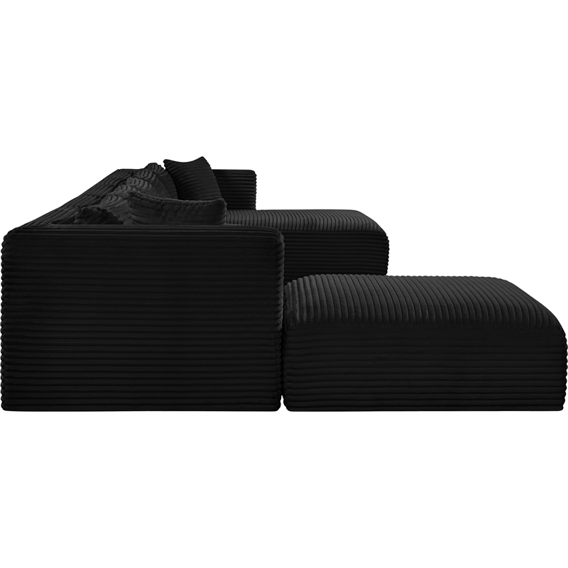 Meridian Furniture 6-Piece Black Corduroy Performance Fabric Modular Sectional