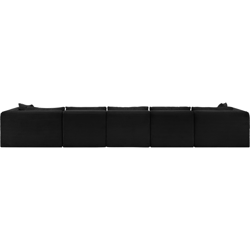 Meridian Furniture 6-Piece Black Corduroy Performance Fabric Modular Sectional