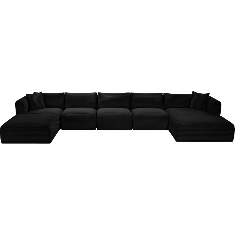 Meridian Furniture 6-Piece Black Corduroy Performance Fabric Modular Sectional