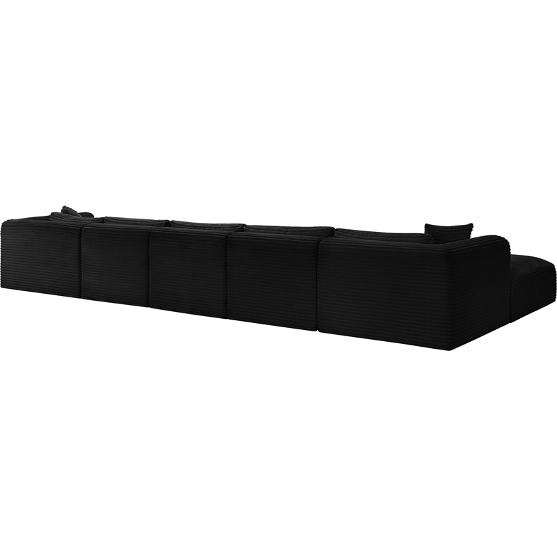 Meridian Furniture 6-Piece Black Corduroy Performance Fabric Modular Sectional