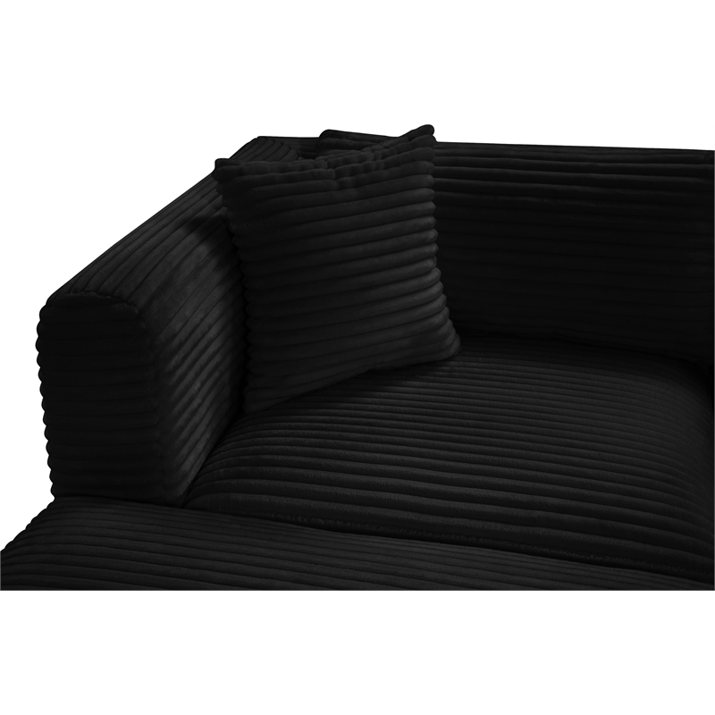 Meridian Furniture 6-Piece Black Corduroy Performance Fabric Modular Sectional