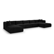 Meridian Furniture 6-Piece Black Corduroy Performance Fabric Modular Sectional