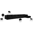Meridian Furniture 6-Piece Black Corduroy Performance Fabric Modular Sectional