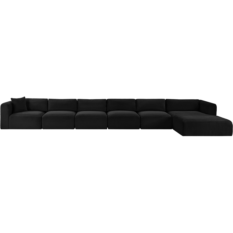 Meridian Furniture 6-Piece Black Corduroy Performance Fabric Modular Sectional