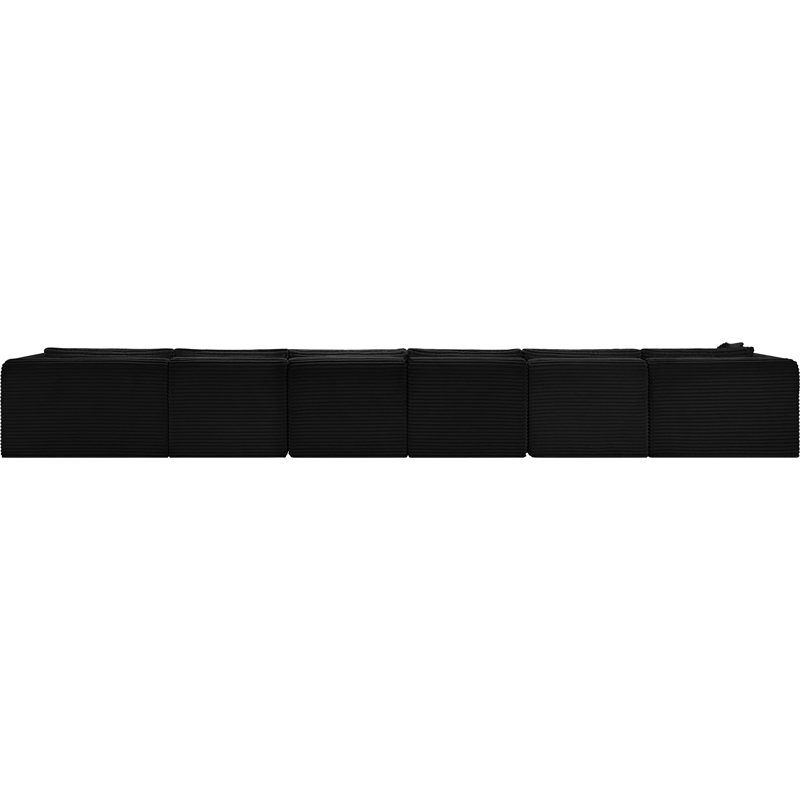 Meridian Furniture 6-Piece Black Corduroy Performance Fabric Modular Sectional