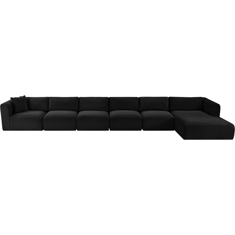 Meridian Furniture 6-Piece Black Corduroy Performance Fabric Modular Sectional