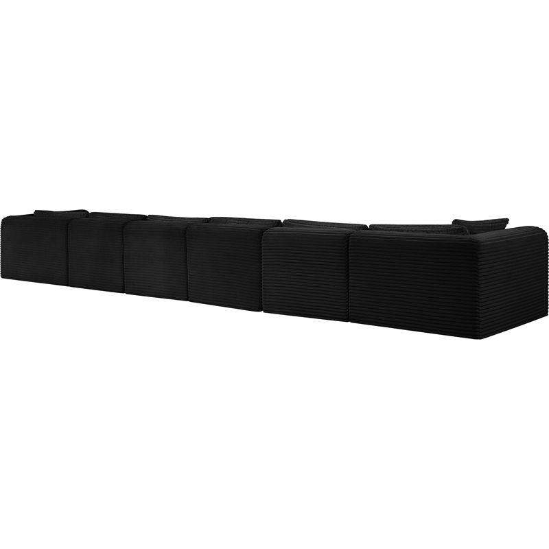 Meridian Furniture 6-Piece Black Corduroy Performance Fabric Modular Sectional