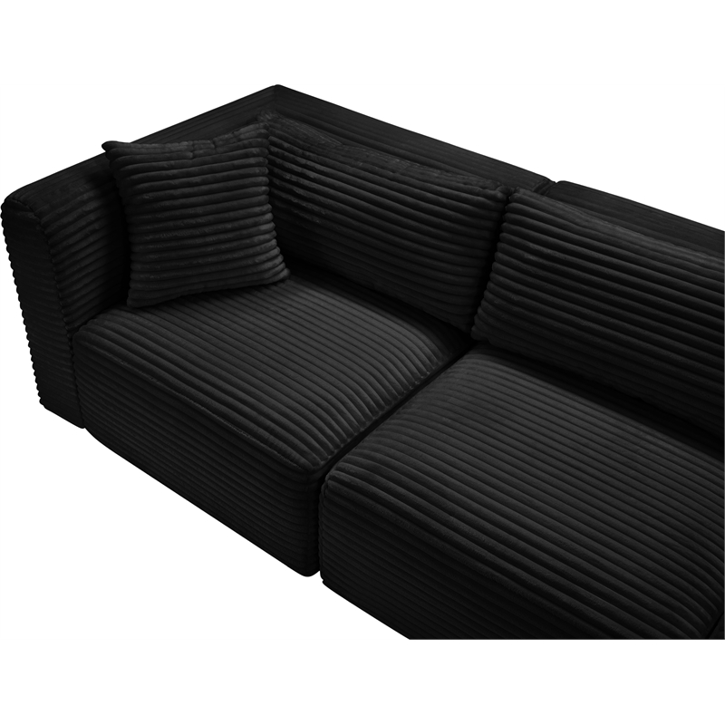 Meridian Furniture 6-Piece Black Corduroy Performance Fabric Modular Sectional