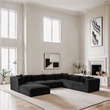 Meridian Furniture 7-Piece Black Corduroy Performance Fabric Modular Sectional