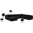 Meridian Furniture 7-Piece Black Corduroy Performance Fabric Modular Sectional