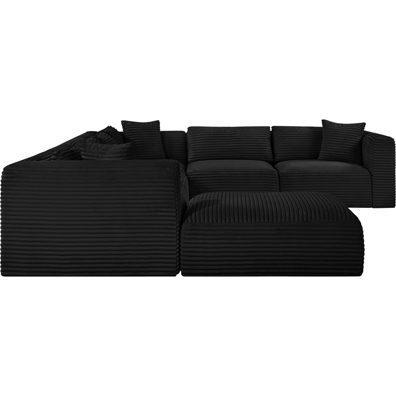Meridian Furniture 7-Piece Black Corduroy Performance Fabric Modular Sectional
