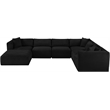 Meridian Furniture 7-Piece Black Corduroy Performance Fabric Modular Sectional