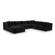 Meridian Furniture 7-Piece Black Corduroy Performance Fabric Modular Sectional