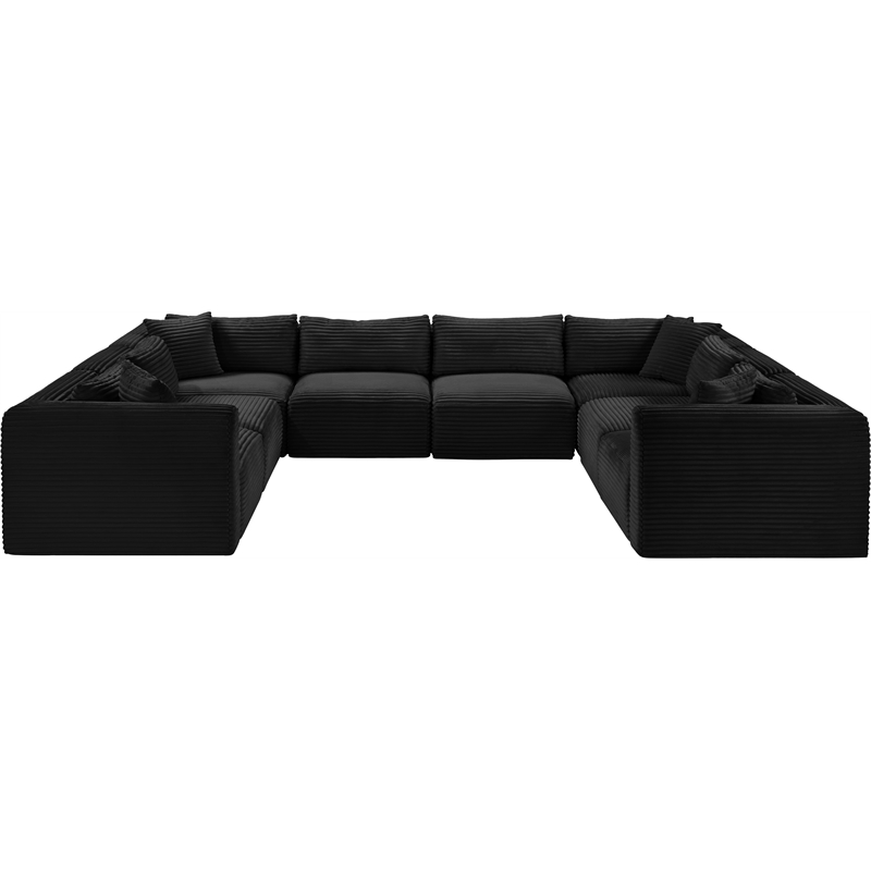 Meridian Furniture 8-Piece Black Corduroy Performance Fabric Modular Sectional