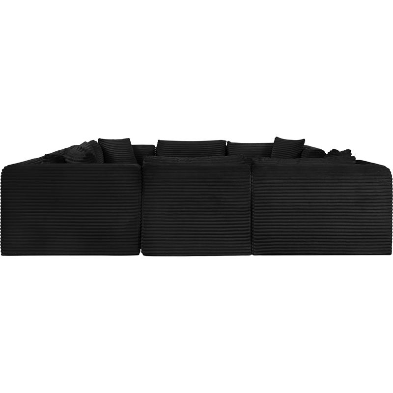 Meridian Furniture 8-Piece Black Corduroy Performance Fabric Modular Sectional