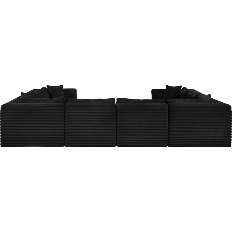 Meridian Furniture 8-Piece Black Corduroy Performance Fabric Modular Sectional