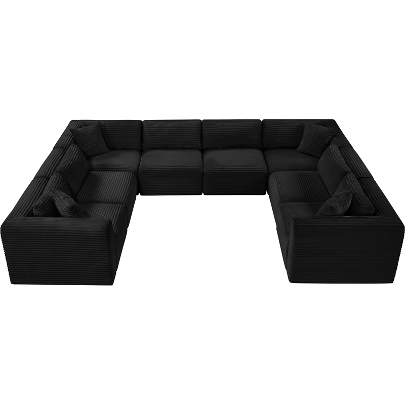 Meridian Furniture 8-Piece Black Corduroy Performance Fabric Modular Sectional