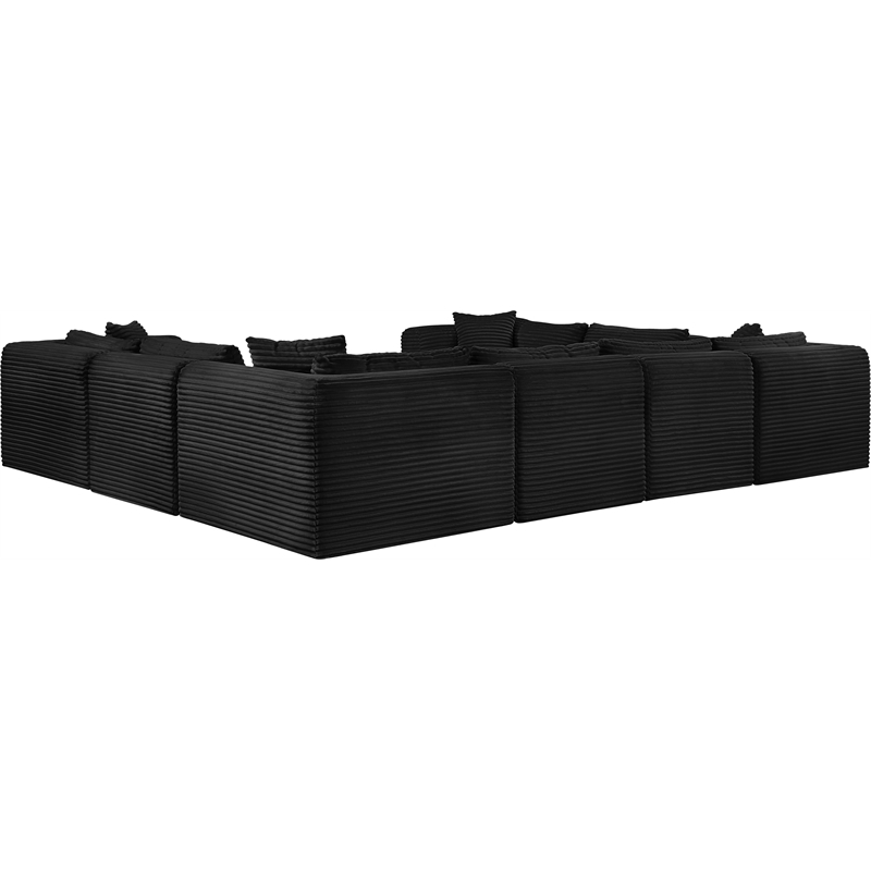 Meridian Furniture 8-Piece Black Corduroy Performance Fabric Modular Sectional