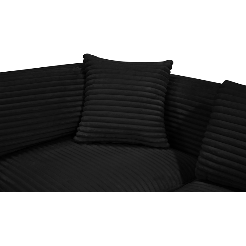 Meridian Furniture 8-Piece Black Corduroy Performance Fabric Modular Sectional